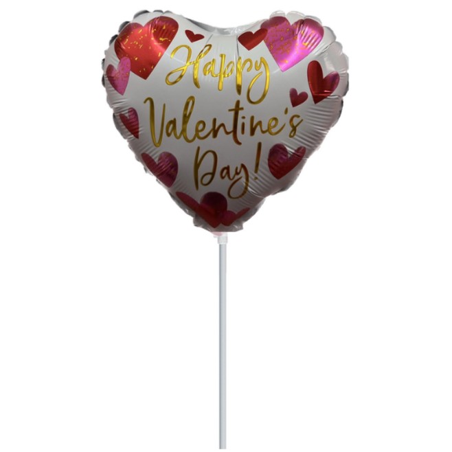10” Mini Shape Μπαλόνι λευκή Καρδιά Happy Valentine’s Day