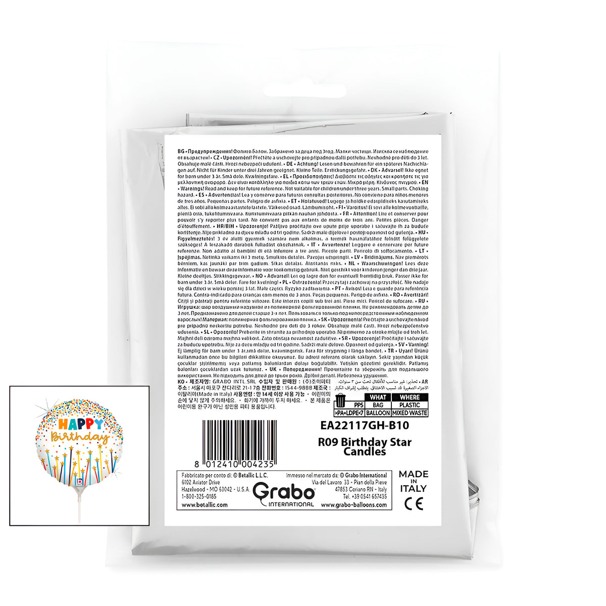 10" Mini Shape Μπαλόνι - Birthday Star Candles
