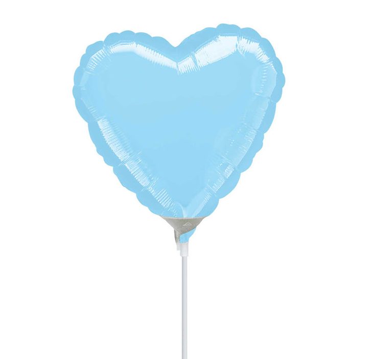 10" Mini Shape μπαλόνι Γαλάζια Καρδιά με καλαμάκι (με βαλβίδα)