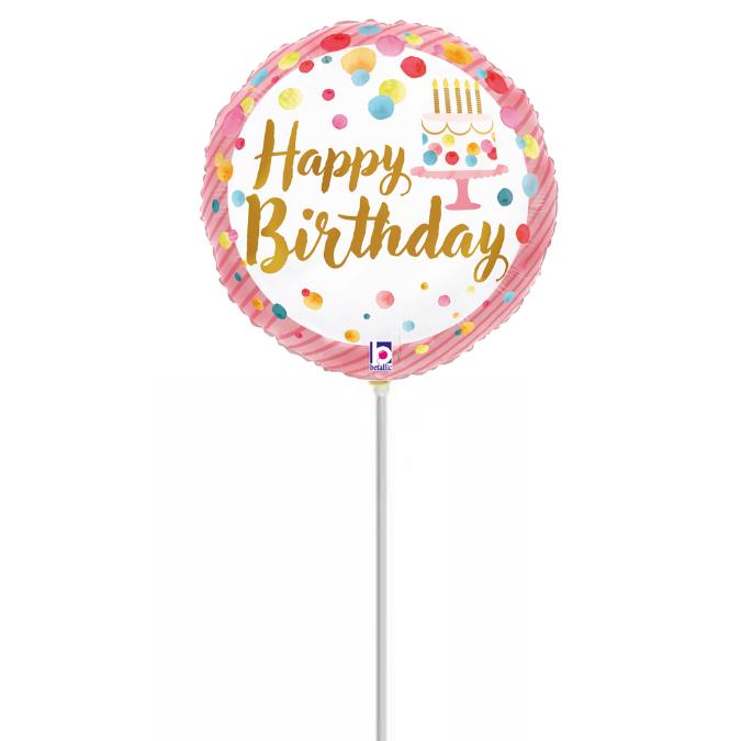 10" Mini Shape Μπαλόνι Pink Birthday