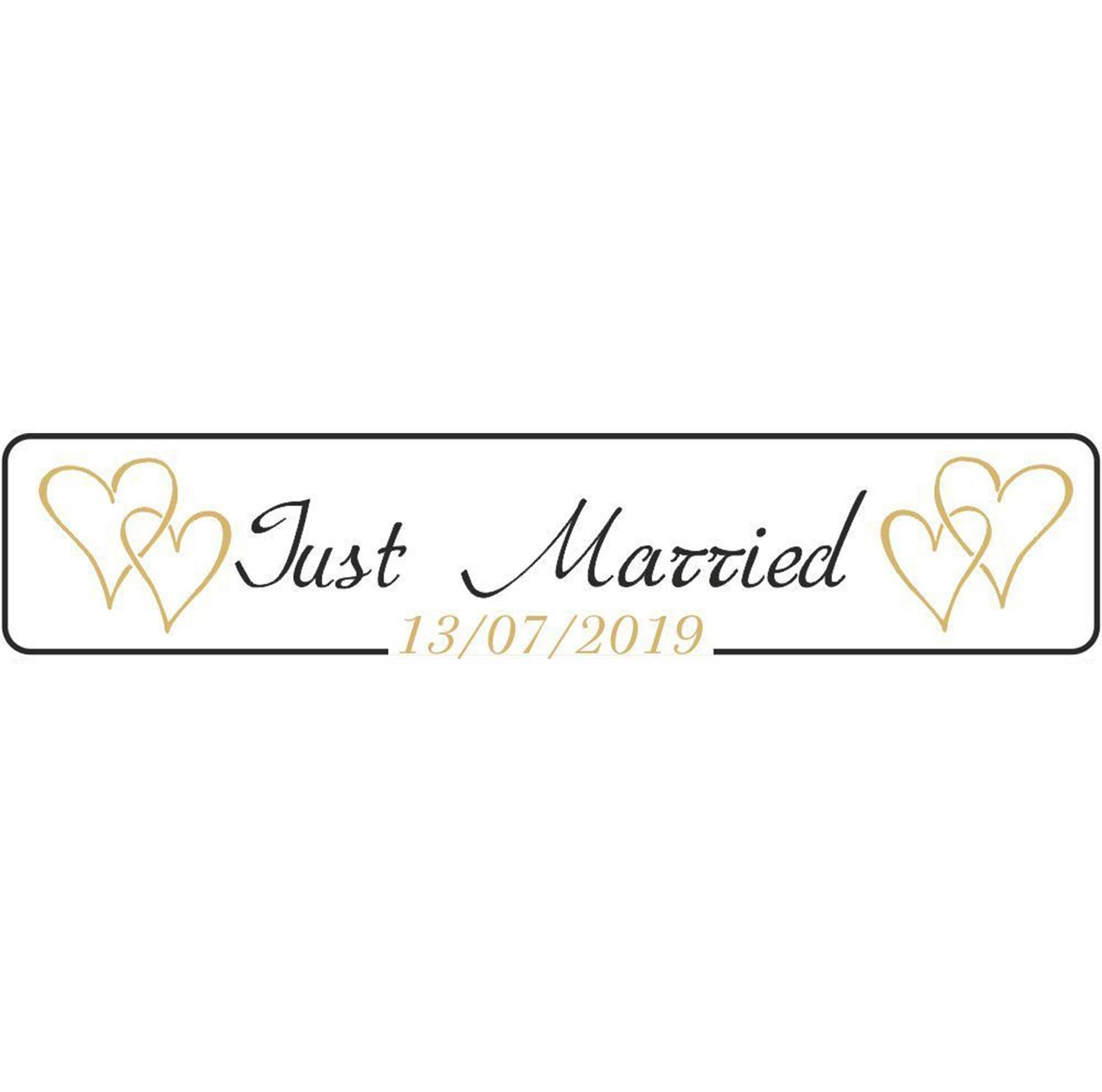 Πινακίδα αυτοκινήτου γάμου Just Married gold hearts (2 τεμ)