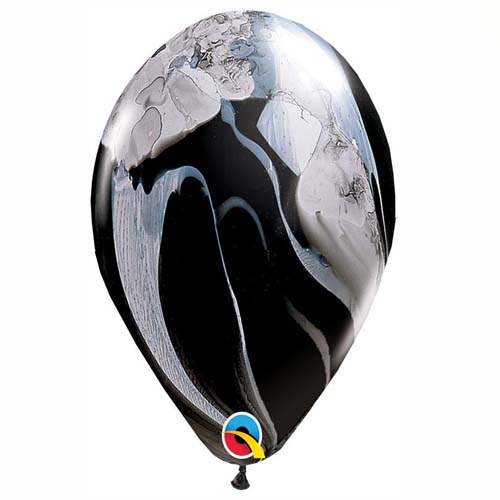 12" Μπαλόνι μαύρο -άσπρο μάρμαρο