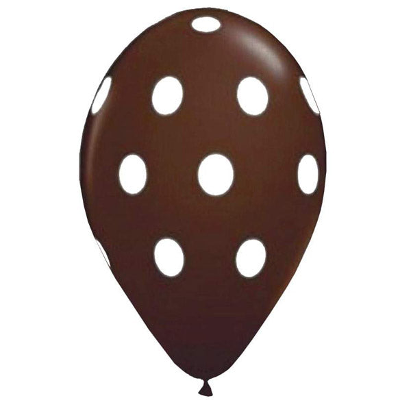 12" Μπαλόνι σοκολατί με λευκό πουά (25 τεμ)