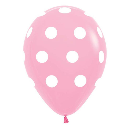 12" Μπαλόνι τυπωμένο ροζ πουά(25 τεμ)