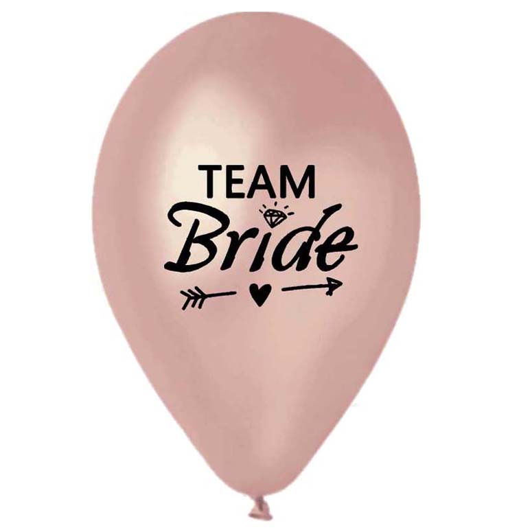 12" Μπαλόνι τυπωμένο Team Bride ροζ- χρυσό (25 τεμ)