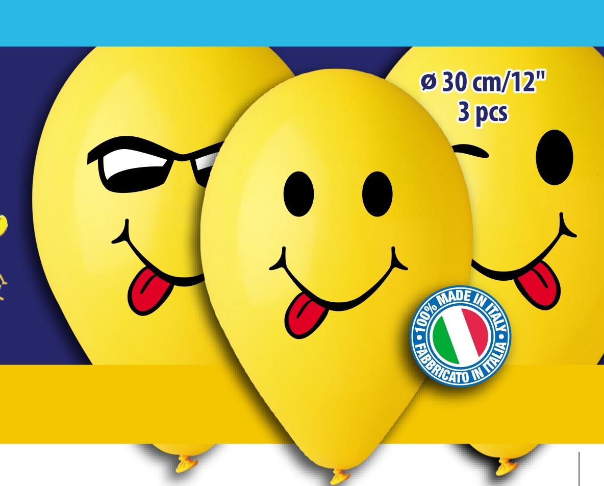 12" Μπαλόνια Smiley Faces (3 τεμ)