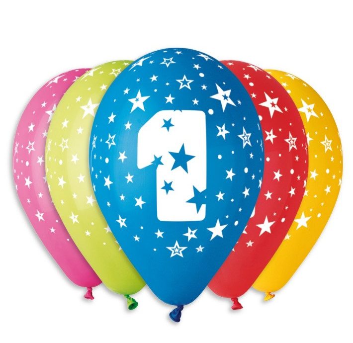 12" Πολύχρωμα Μπαλόνια Αριθμός 1 (25 τεμ)