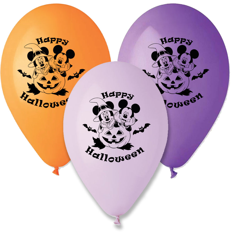 13'' Μπαλόνι τυπωμένο Happy Halloween Mickey-Minnie 3 χρώματα (25τμχ)