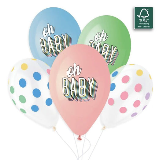 13'' Μπαλόνια Oh Baby - πουά (25 τεμ)