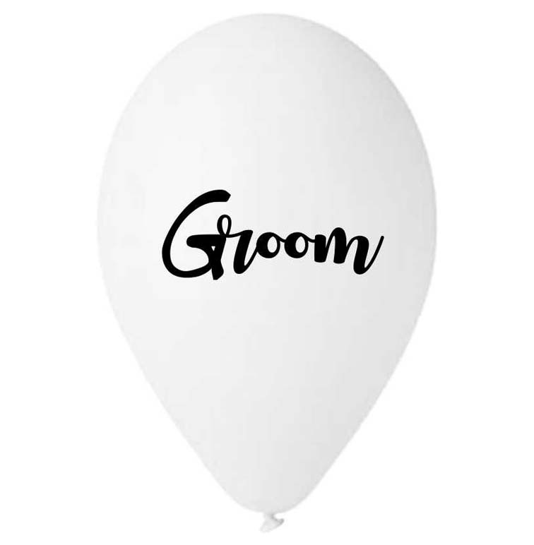 13" Μπαλόνι τυπωμένο λευκό Groom (25 τεμ)