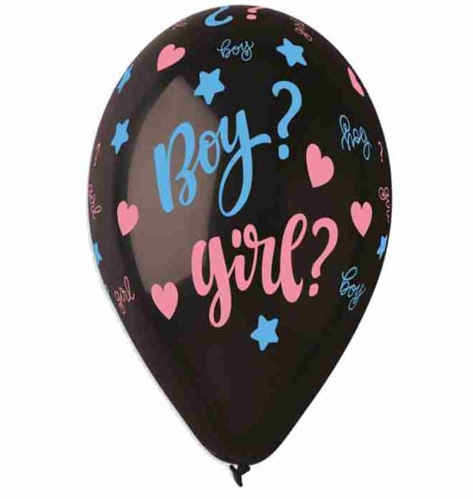 13" Μπαλόνι τυπωμένο Μαύρο "Boy or Girl (25 τεμ)
