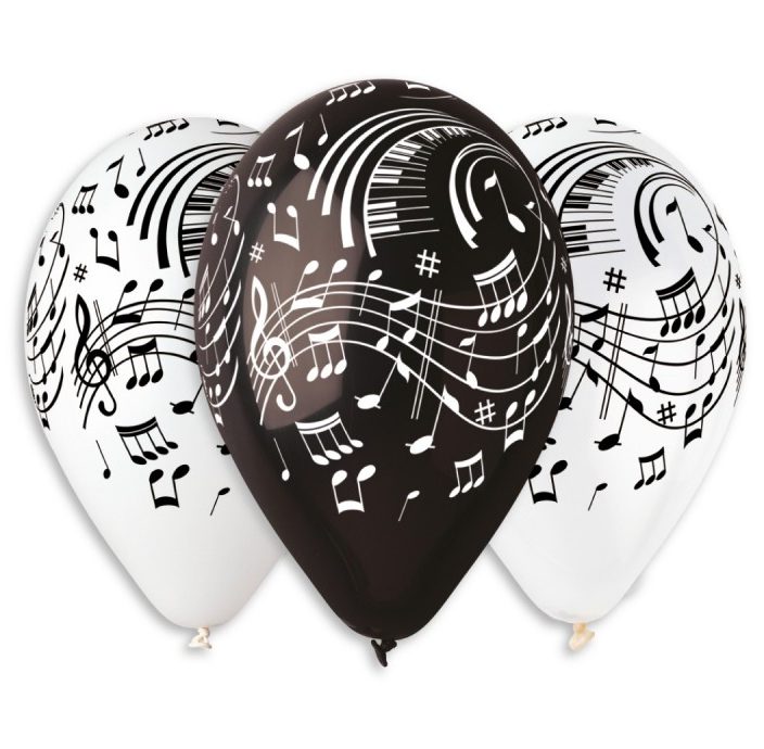 13" Μπαλόνι τυπωμένο Μουσικές Νότες (25 τεμ)