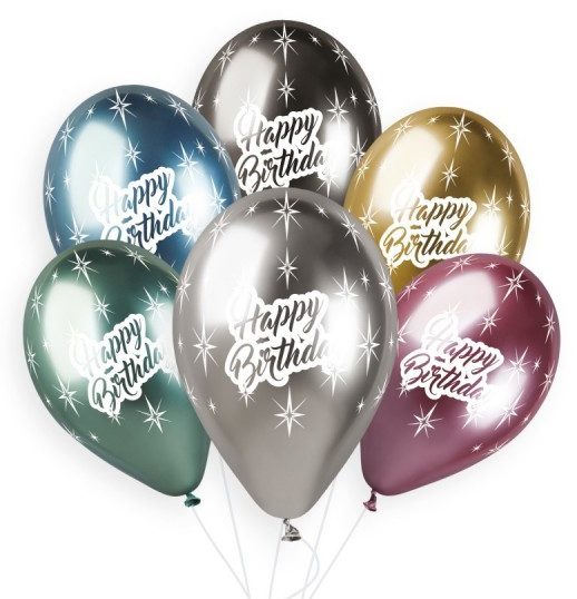 13" Μπαλόνια Happy Birthday Shiny (25 τεμ)