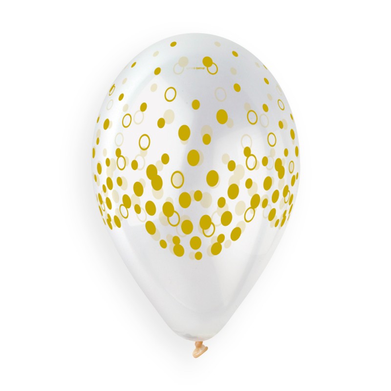 13" Μπαλόνια τυπωμένα Κομφετί χρυσά (25 τεμ)