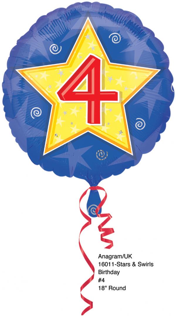 Φοιλ Μπαλόνι 18 Stars & Swirls Birthday Νούμερο 4