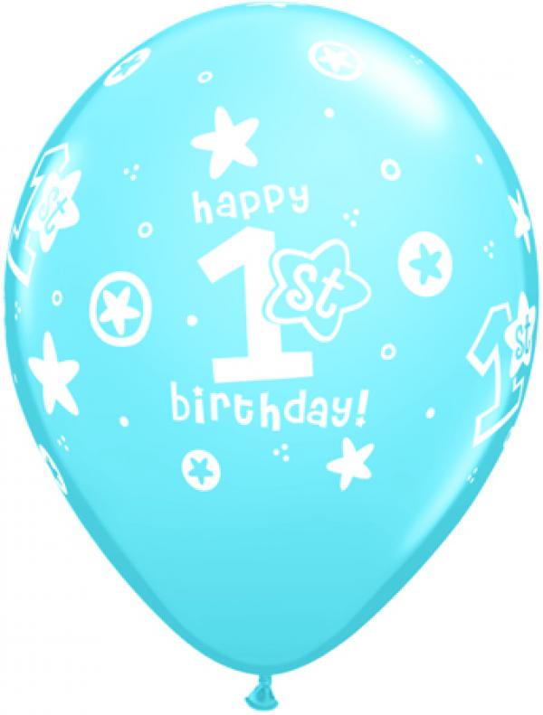 Μπαλόνια 11 1st Birthday Circle Stars Boy /25 τεμ