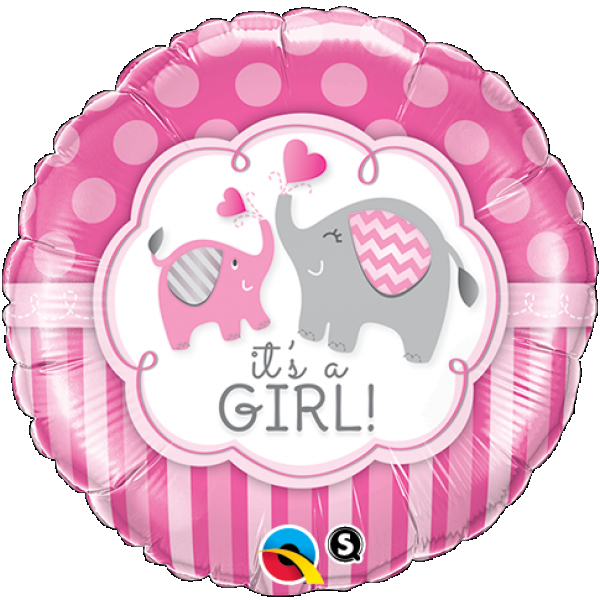 Μπαλόνι Φοιλ 18 Στρογγυλό Its A Girl Elephants - ελέφαντας