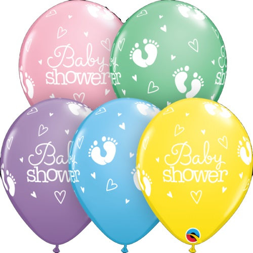 Μπαλόνια Λάτεξ 11 Baby Shower Footprints & Hearts Ast /25 τεμ