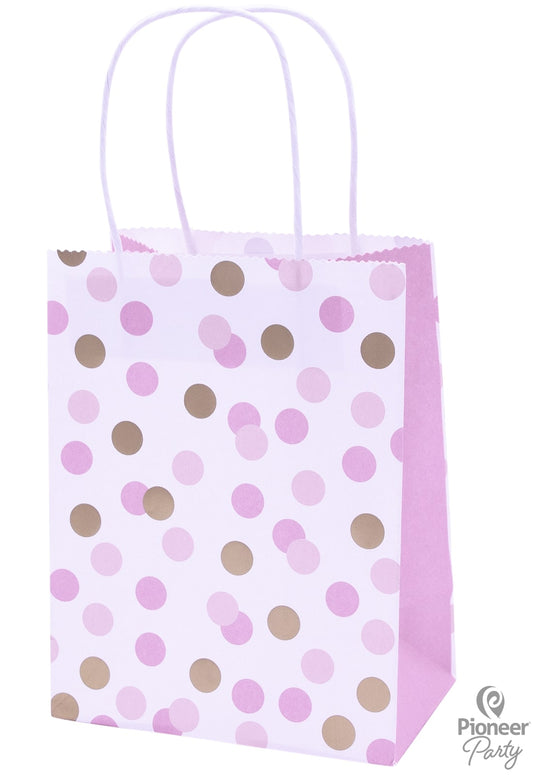 Τσάντες Χάρτινες Ροζ & Χρυσό Dots / 4 τεμ