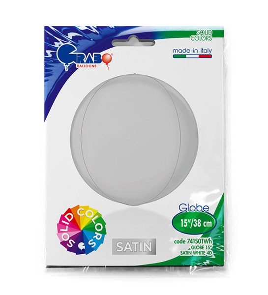 15" Μπαλόνι σατέν λευκό τρισδιάστατη σφαίρα ORBZ