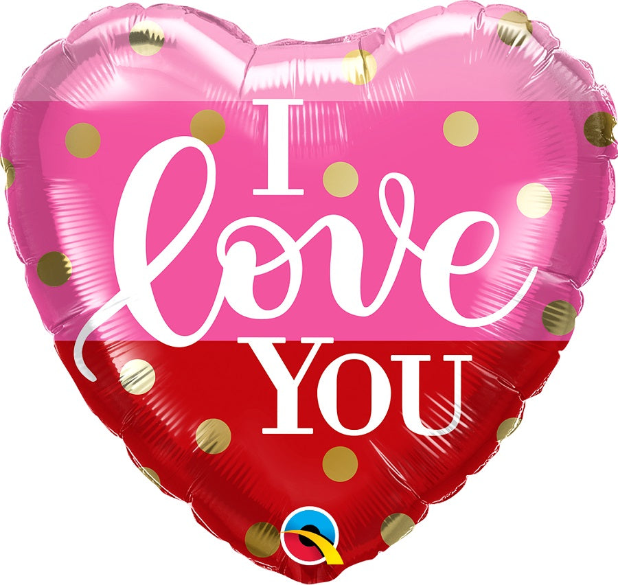 Μπαλόνι Φοιλ 18 I Love You Gold Dots / 46εκ