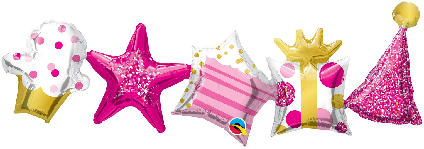 Γιρλάντα Φοιλ Birthday Pink 104 εκ / 2 τεμ