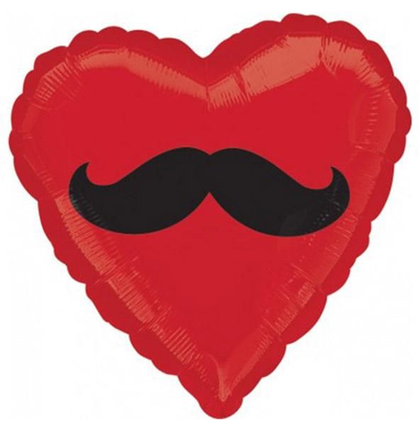 18'' Μπαλόνι αγάπης Καρδιά κόκκινη Μουστάκι
