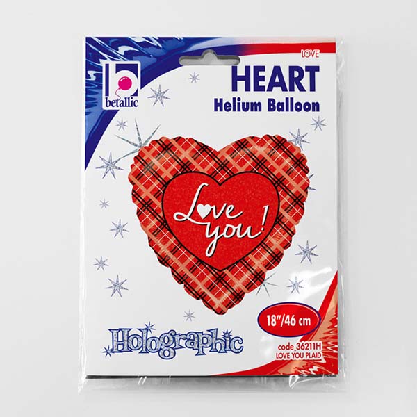 18” Μπαλόνι αγάπης καρό ‘Love You’