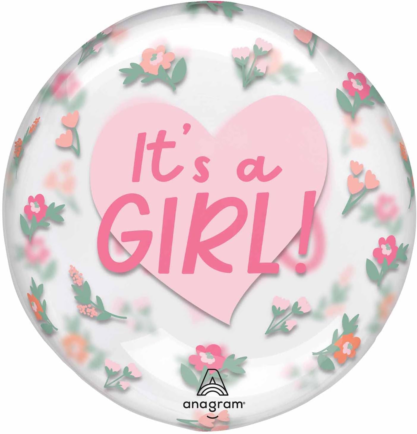 22"' Διάφανο Μπαλόνι ORBZ ''It's A Girl'' Φλοράλ