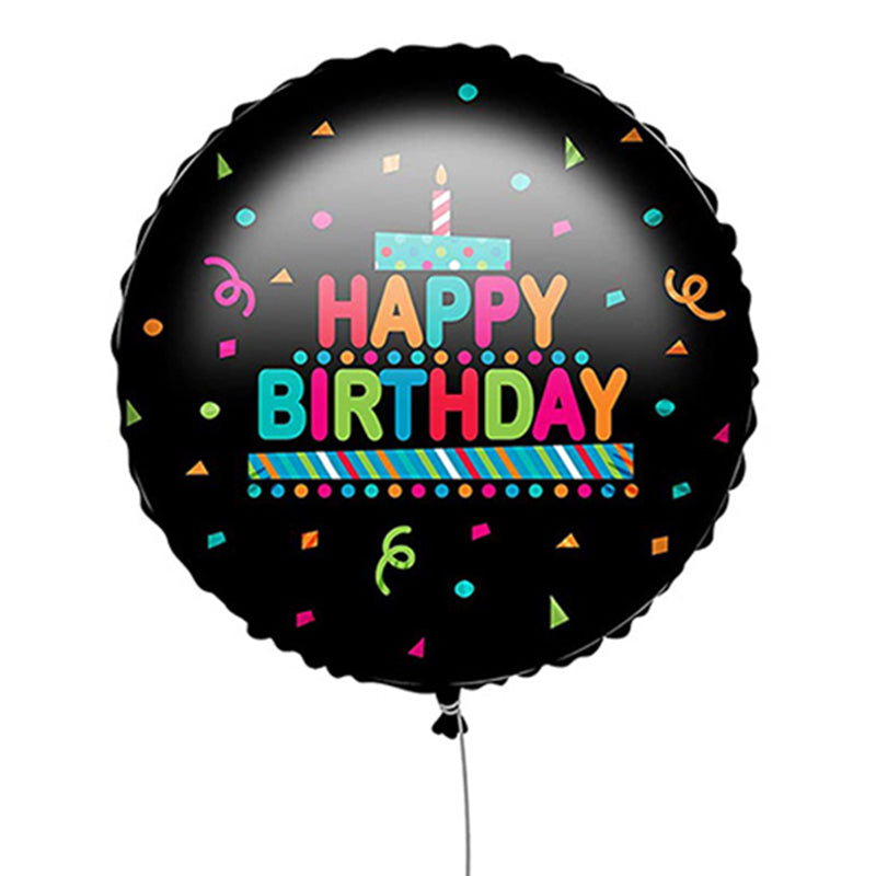 18'' Μπαλόνι Happy Birthday Μαύρο με Κονφετί