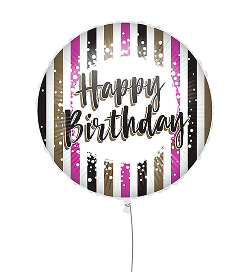 18'' Μπαλόνι Happy Birthday με Ρίγες