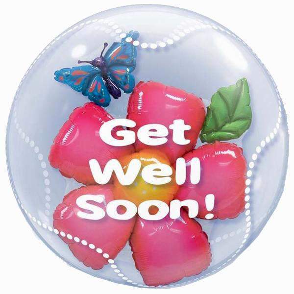 Διπλό Bubble με Λουλούδι Get Well Soon / 51 εκ