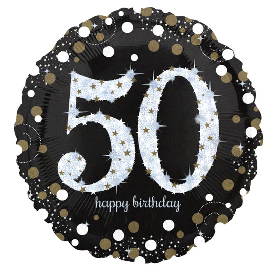 18" Μπαλόνι 50th Happy Birthday holographic