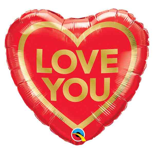 18" Μπαλόνι αγάπης καρδιά 'Love you' χρυσό