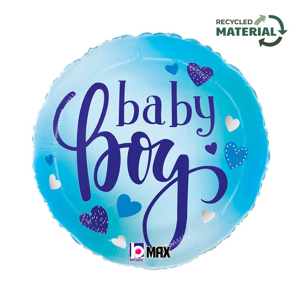 18" Μπαλόνι Baby Boy μπλε καρδιές