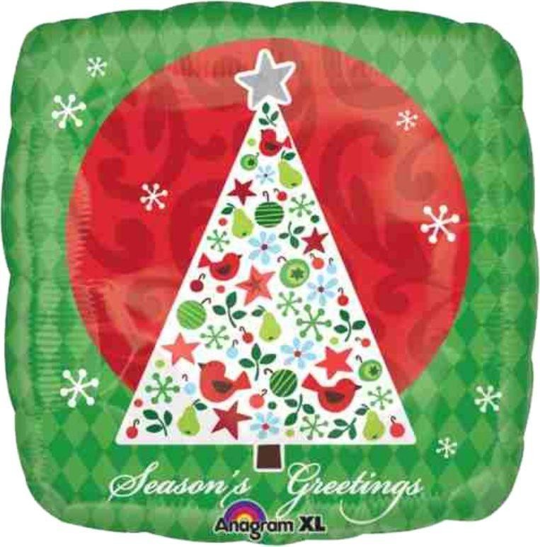 18" Μπαλόνι Χριστουγεννιάτικο Τετράγωνο Έλατο