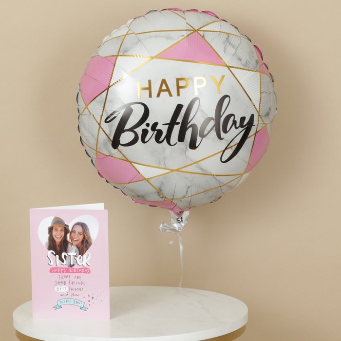 18" Μπαλόνι Γενεθλίων Μάρμαρο Ροζ