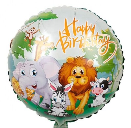 18" Μπαλόνι Happy Birthday Ζώα της Ζούγκλας