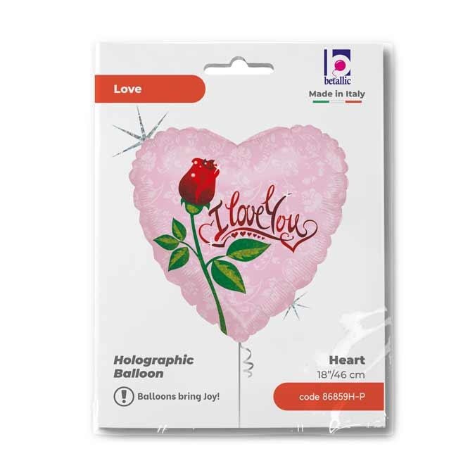 18" Μπαλόνι Καρδιά I love you - Τριαντάφυλλο
