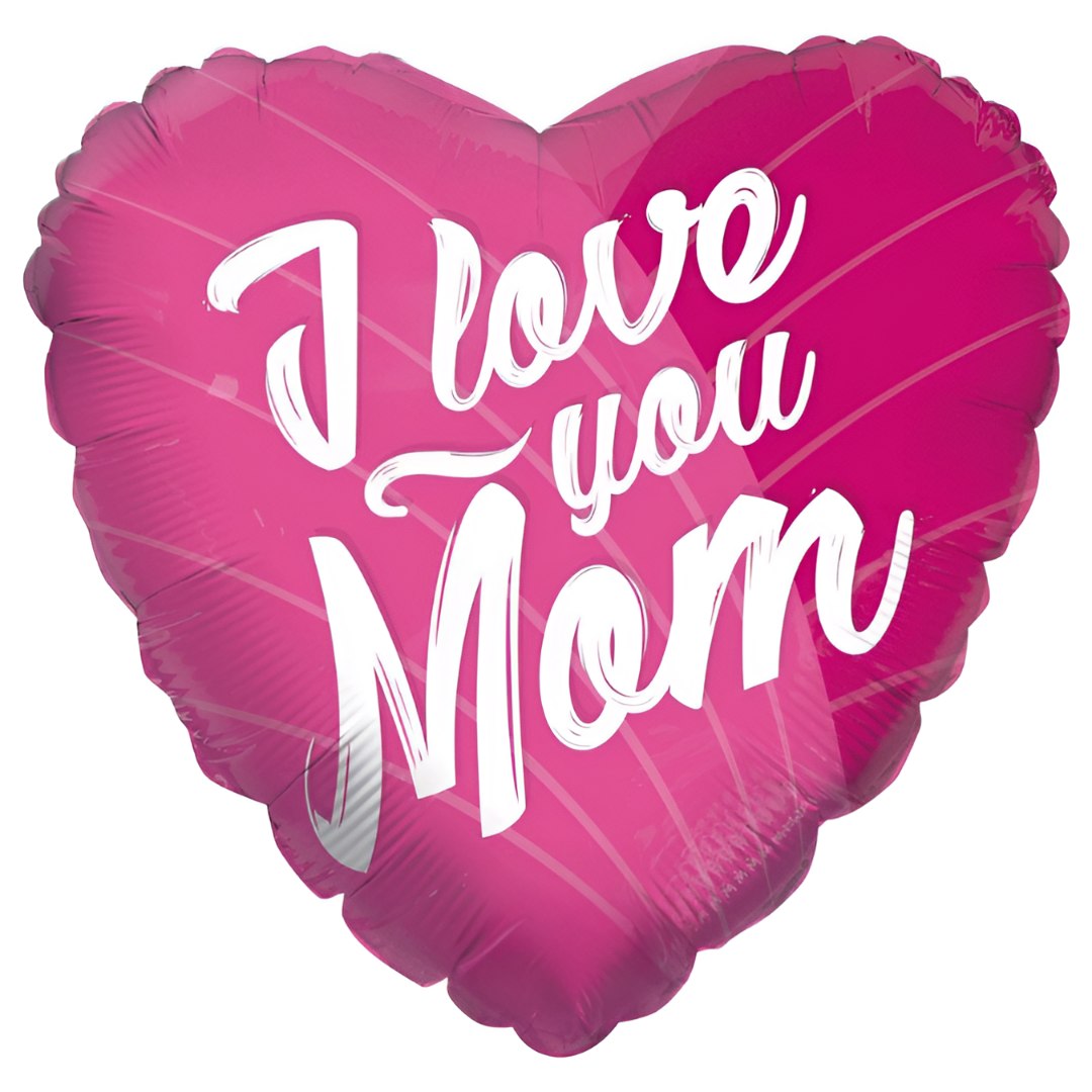18″ Μπαλόνι Καρδιά ροζ ‘I love you Mom’