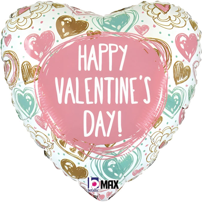 18" Μπαλόνι Καρδιά Valentine Doodles
