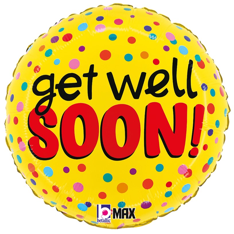18" Μπαλόνι Κίτρινο Πουά Get Well Soon