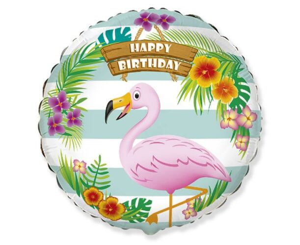18" Μπαλόνι Φλαμίνγκο Happy Birthday