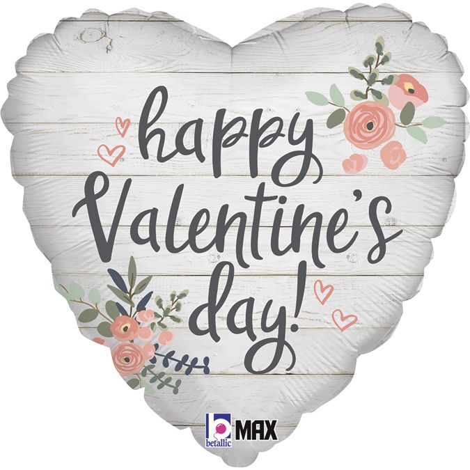 18" Μπαλόνι Ρούστικ Καρδιά Happy Valentine's Day