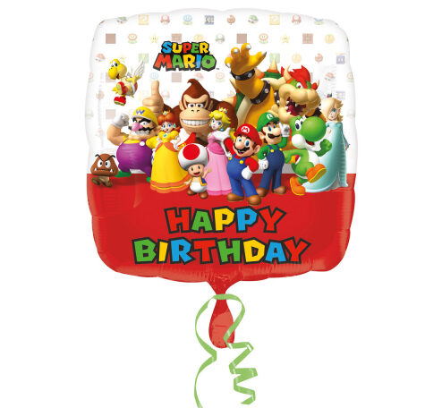 18" Μπαλόνι Σούπερ Μάριο Happy Birthday τετράγωνο