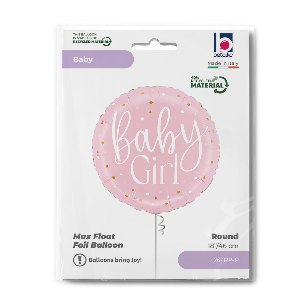 18" Μπαλόνι Στρογγυλό Ροζ - Baby Girl