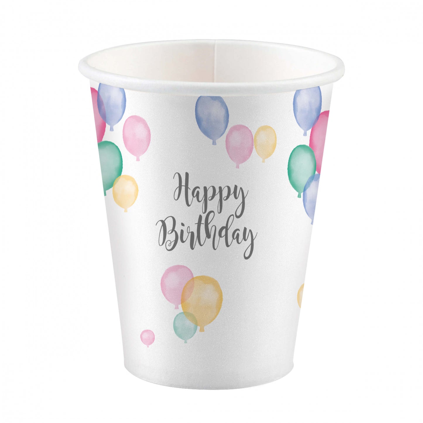 Ποτήρια χαρτ. 250ml Happy Birthday Pastel /8 τεμ