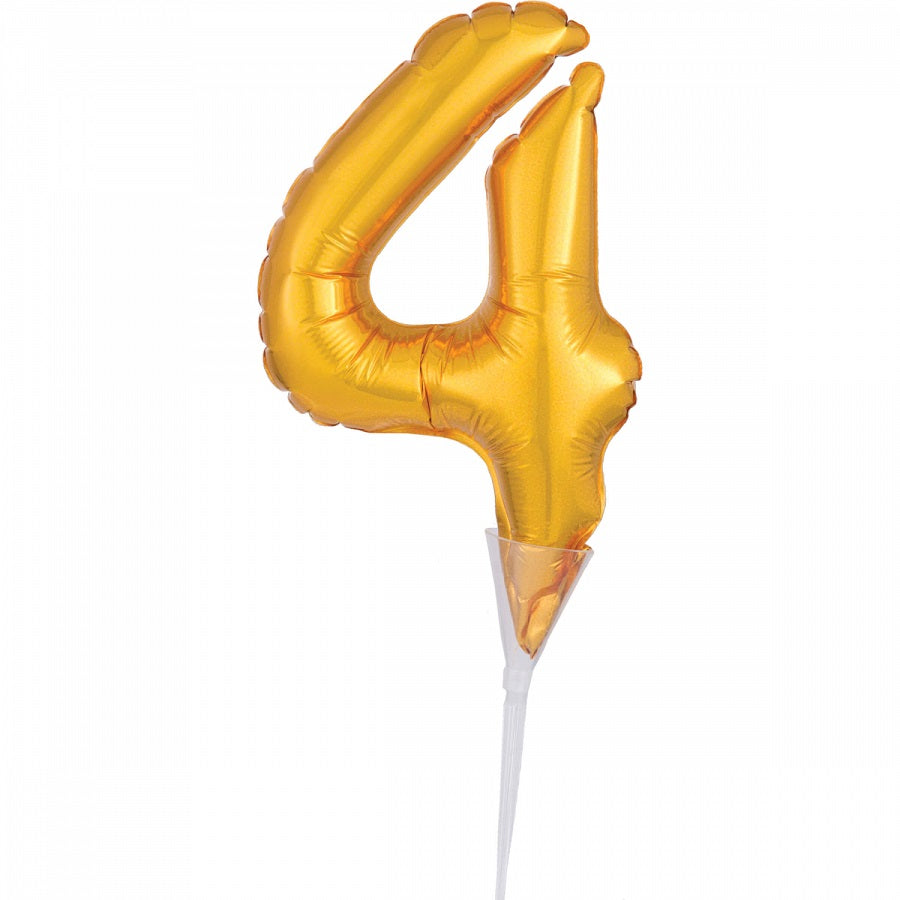 Μπαλόνι Φοιλ Μικρό Cake Pick Number '4' Χρυσό 15 εκ