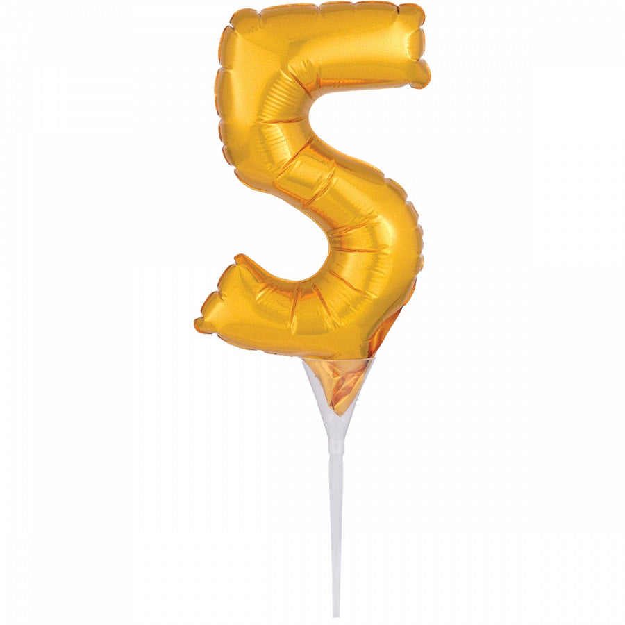 Μπαλόνι Φοιλ Μικρό Cake Pick Number '5' Χρυσό 15 εκ