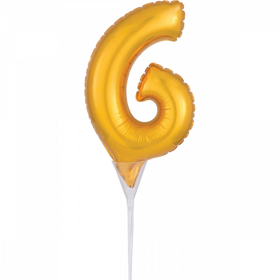 Μπαλόνι Φοιλ Μικρό Cake Pick Number '6' Χρυσό 15 εκ